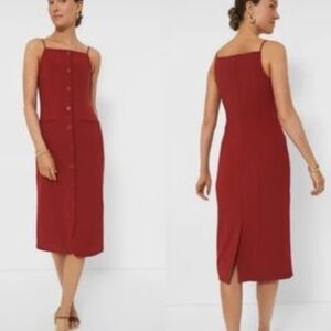 Staud Women's Large Red Una Tailored Button Midi Dress New with Tags.